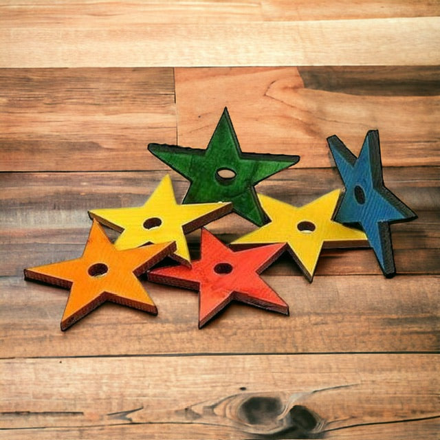 6pcs wooden stars medium